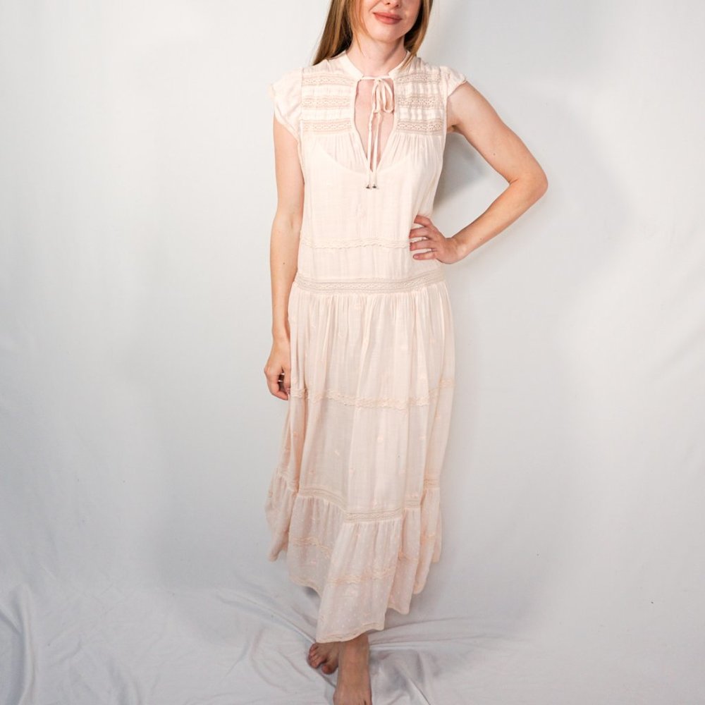 FREE PEOPLE Blush Swiss Dot Maxi Dress NWOT M1 - Picture 8 of 8